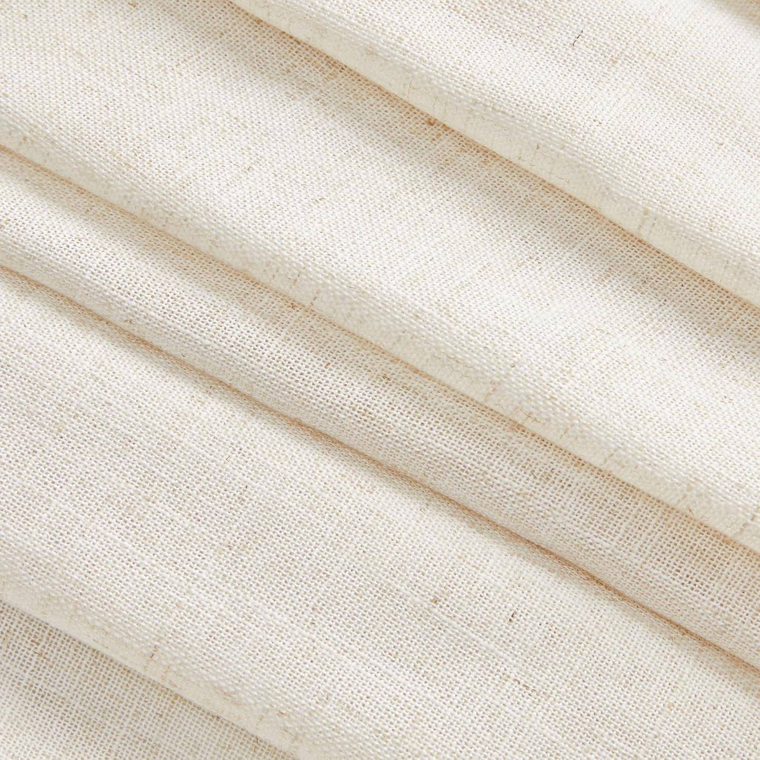 Linen Curtains for Living Room, Natural Semi Sheer Curtains & Drapes 84 Inches L