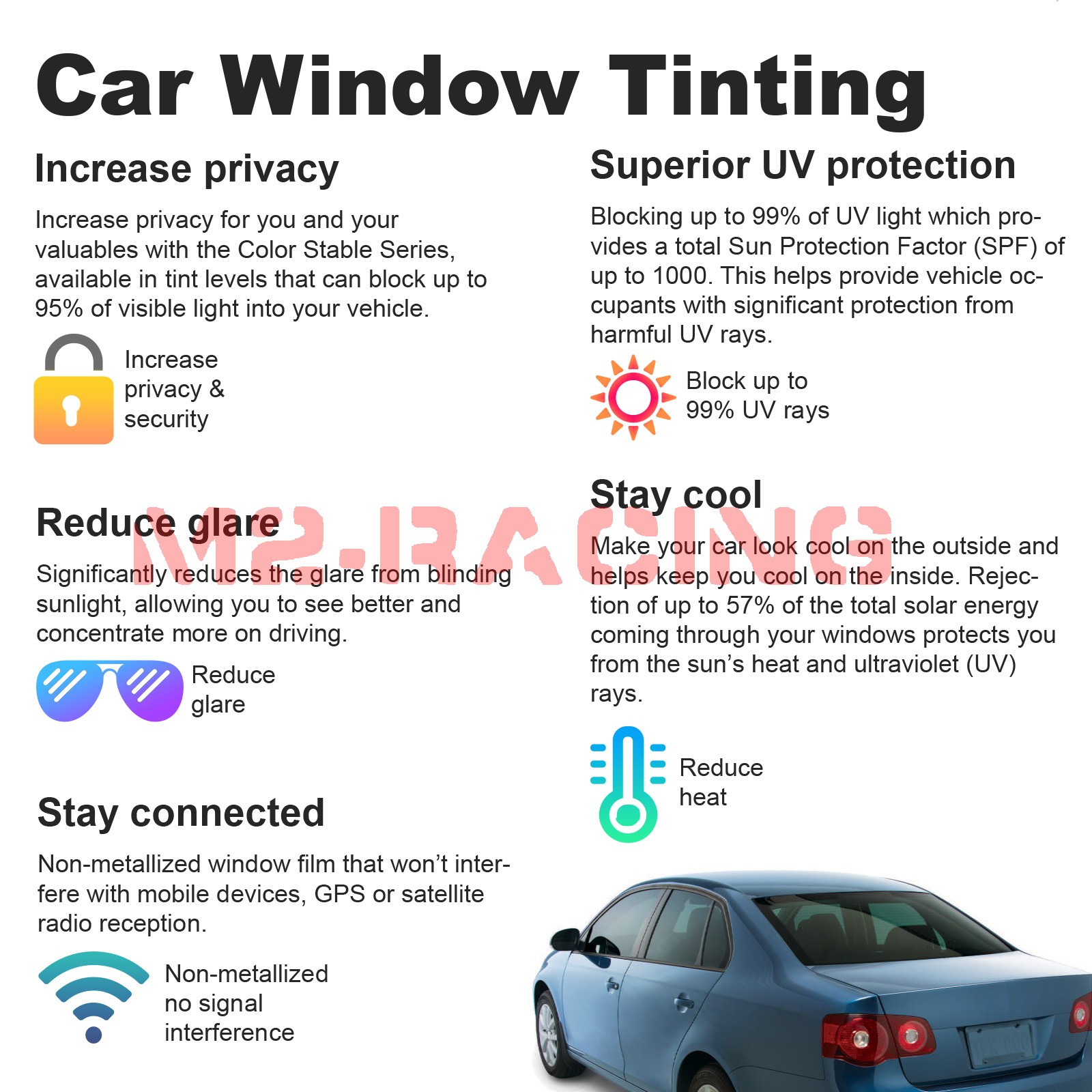 30″ inches Width Window Tint Film Charcoal Black Car Glass Privacy UV Uncut Roll