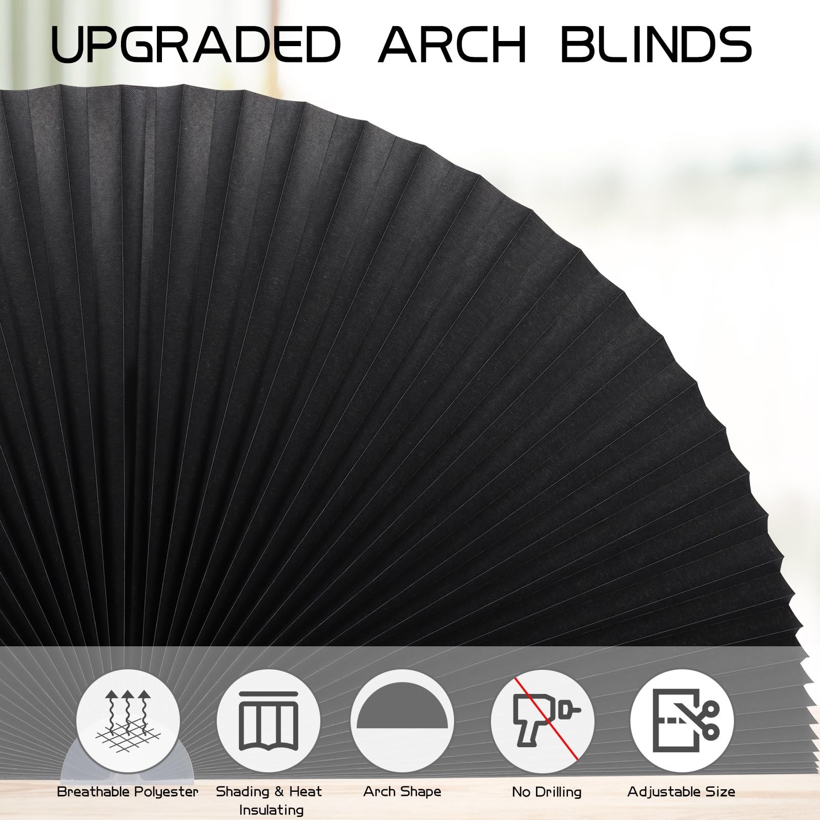 Arch Window Shade Radius 18 inch Half Circle Arched Non-Woven Stick on Cut to…