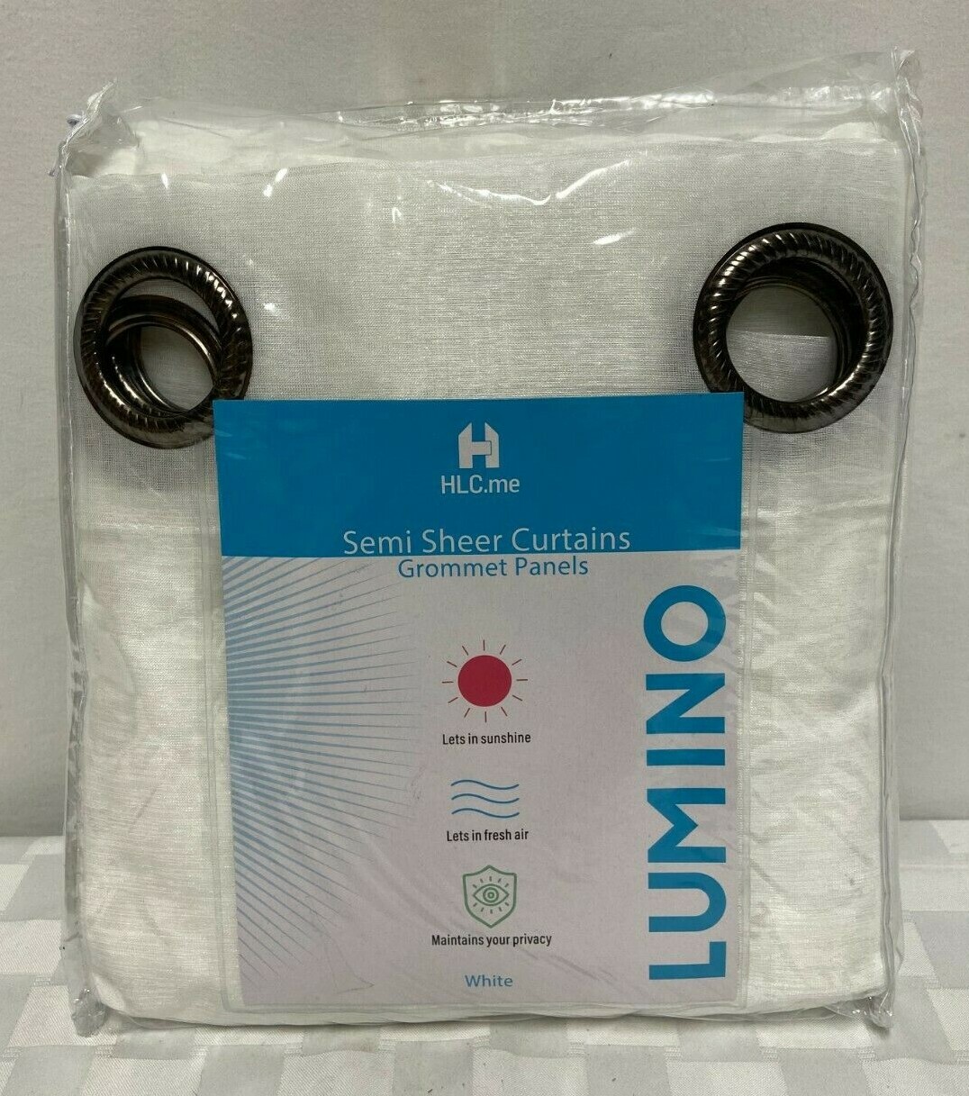 2 Semi Sheer White Curtain Panel Pair 54″ by 84″ Each Lumino