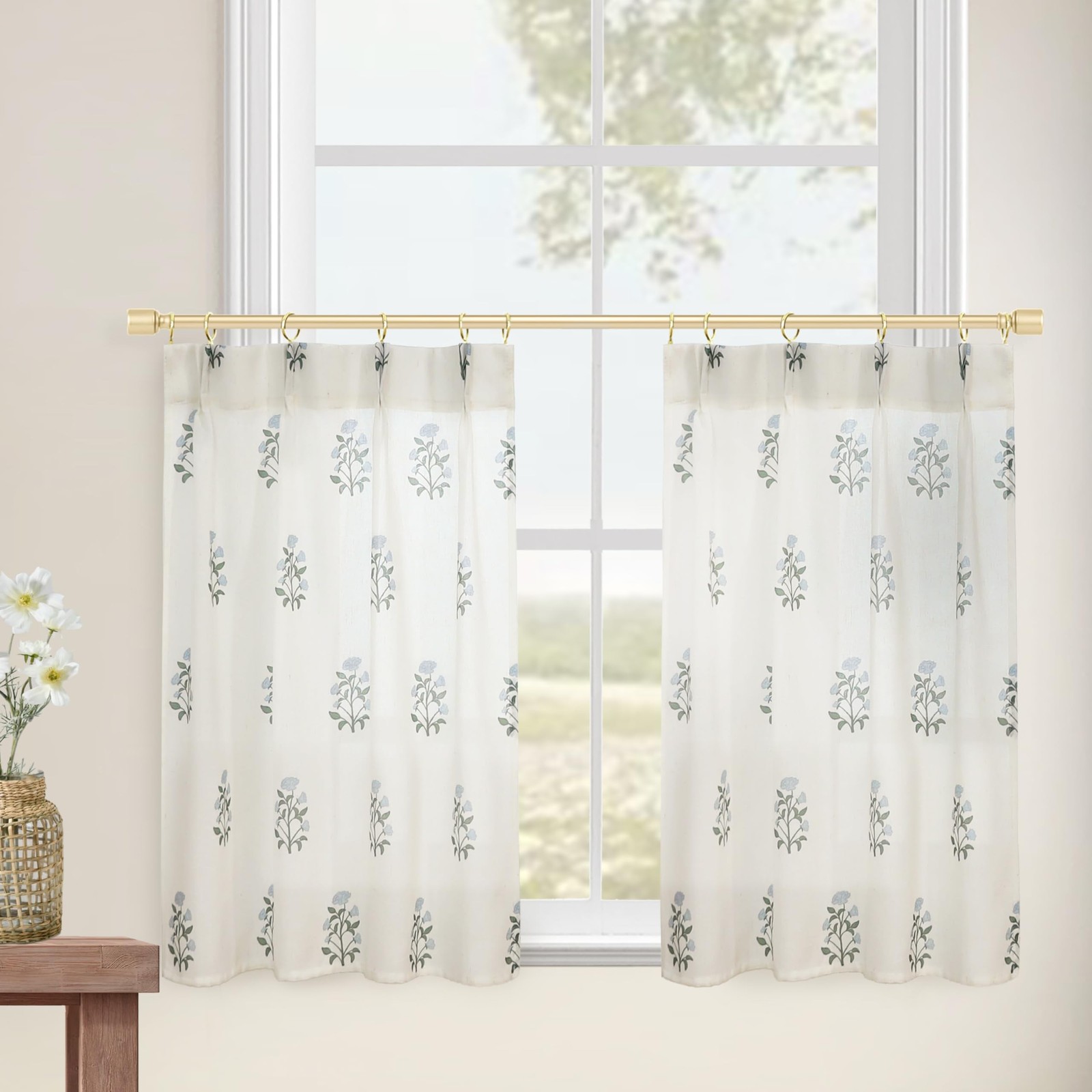 Bathroom Curtains Window,Short Curtain for Windows,Modern Farmhouse Boho Flor…