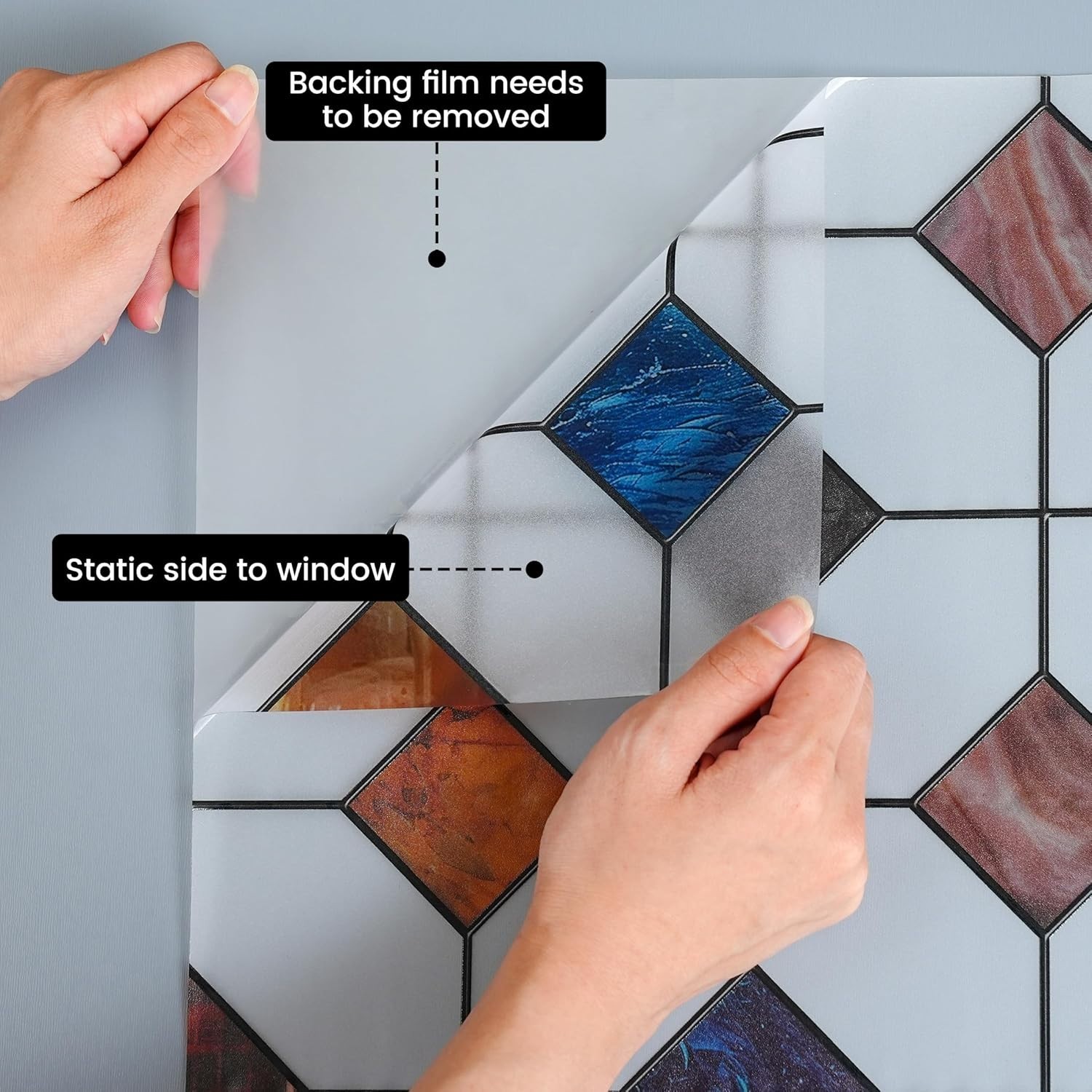Stained Glass Window Film Geometric Patterns, Fine Frosted Window Clings for …