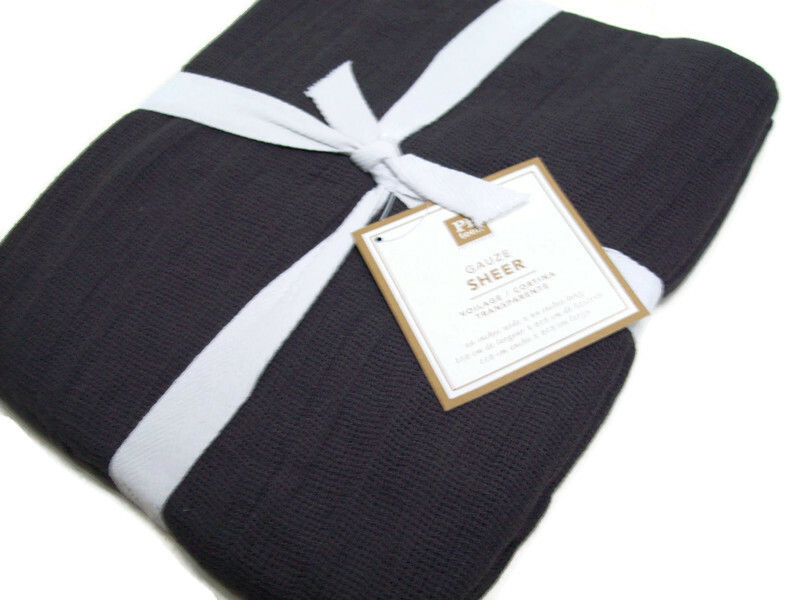 Pottery Barn Teen Ebony Gray Gauze Window Drape Sheer 44″X 84″ New