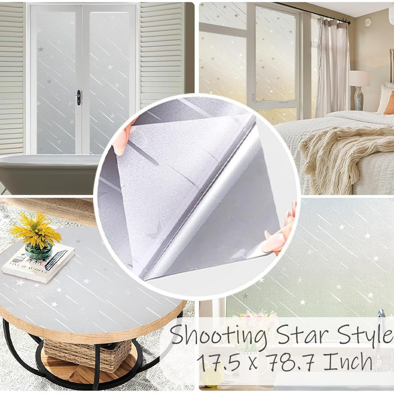 17.5 x 78.7 Inch Decorative Opaque Removable Static Cling Sun Heat Window Film