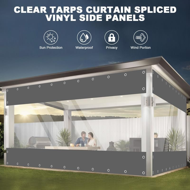 Heavy-Duty Clear Vinyl Patio Enclosure Curtains, Waterproof & UV Resistant