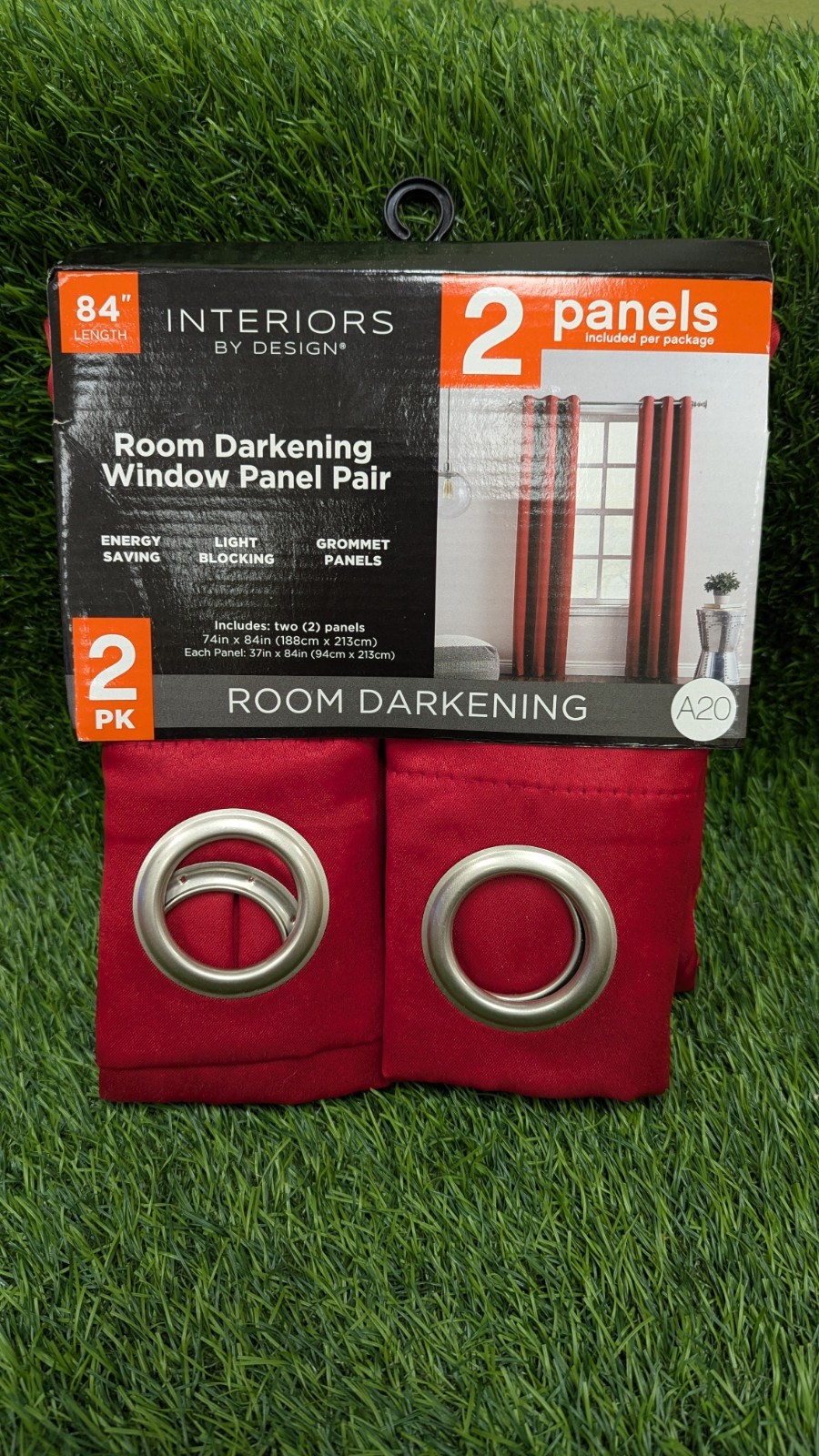 Interiors By Design Room Darkening Grommet Window Curtains Red 2 Panels 74x84in