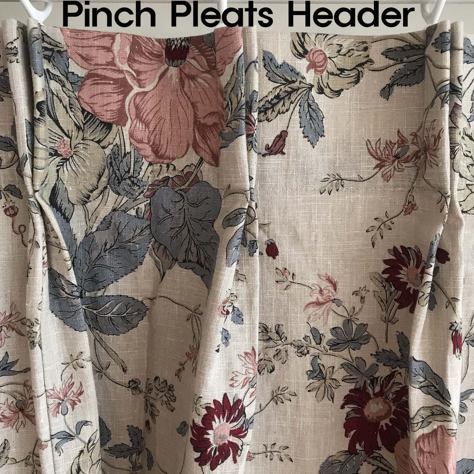 Handmade Linen Blend Floral Curtains Custom Blue Green Window Drapery Panels
