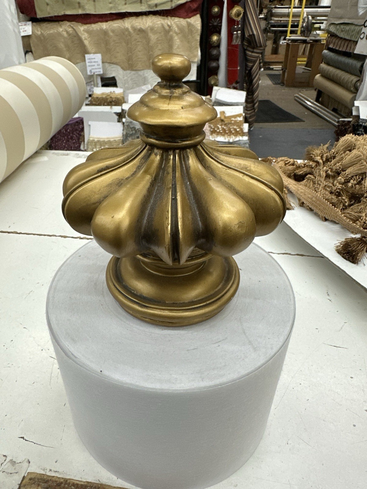 2x Wooden Drapery Curtain Rod Finials Fits 3” Rod – Screw On – Gold