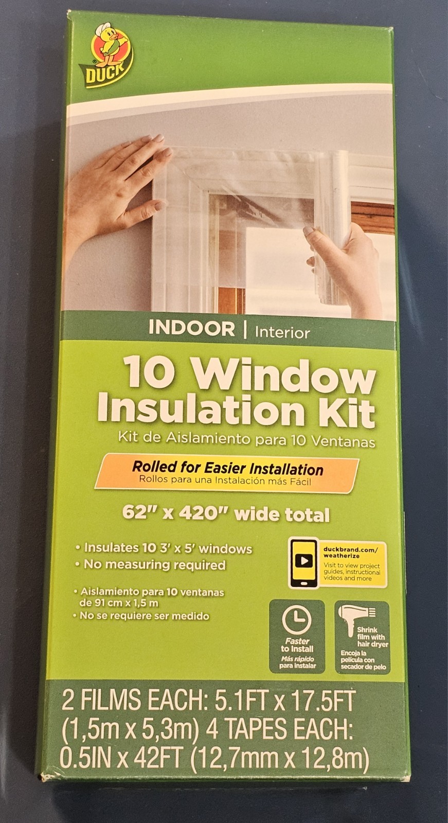 Duck Indoor Window Insulation Kit 62″ x 420″ Roll Shrink Film
