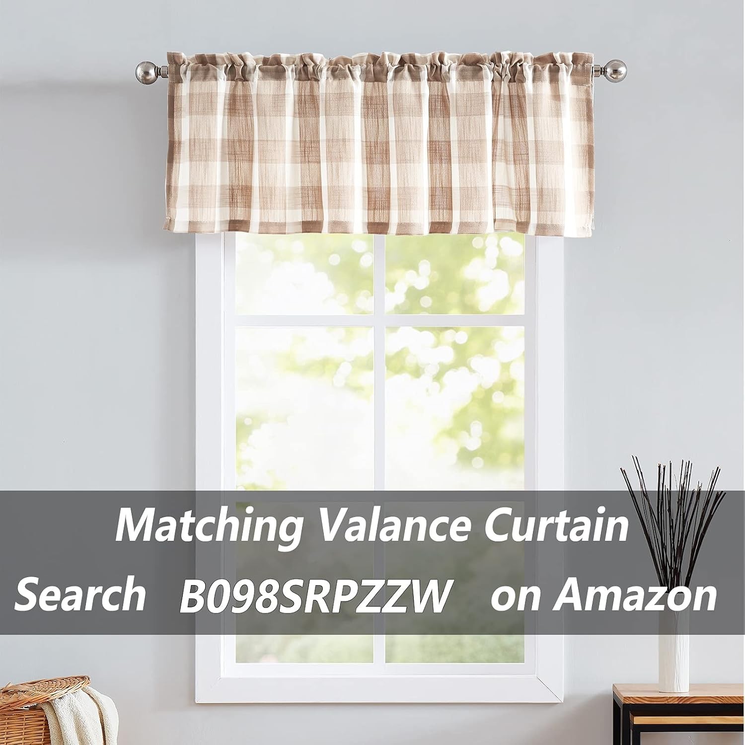 Buffalo Check Curtains 84inch 40″W x 84″L (Pack of 2) Taupe and White