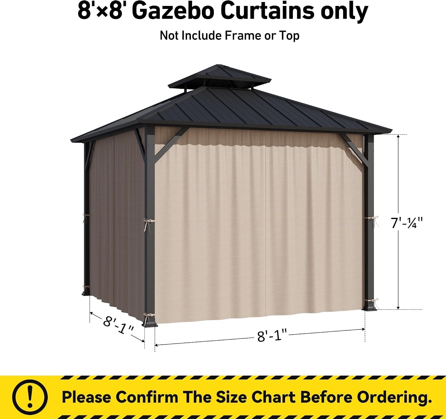 Waterproof Gazebo Sidewalls 8’x8′ – 4-Panel Design with Zippered Privacy