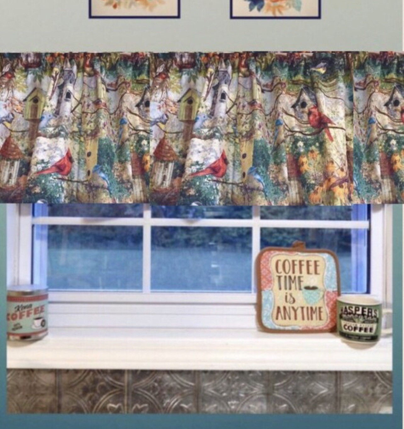 Spring Birds Valance, Country Decor,Garden Valance, Barn,Home Decor,42″W x 14″L