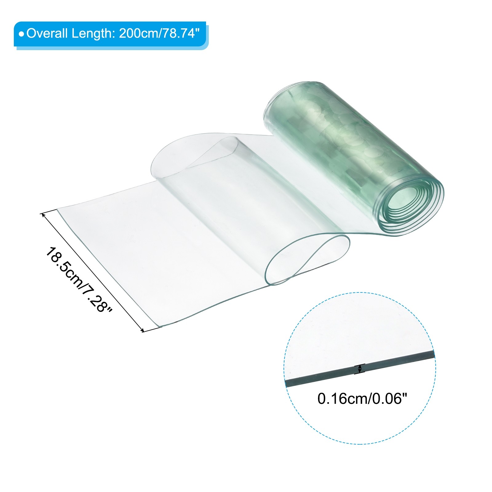 78″(6.5Ft) Length x 7.3″(0.6Ft) Width PVC Strip Door Curtain Clear Green