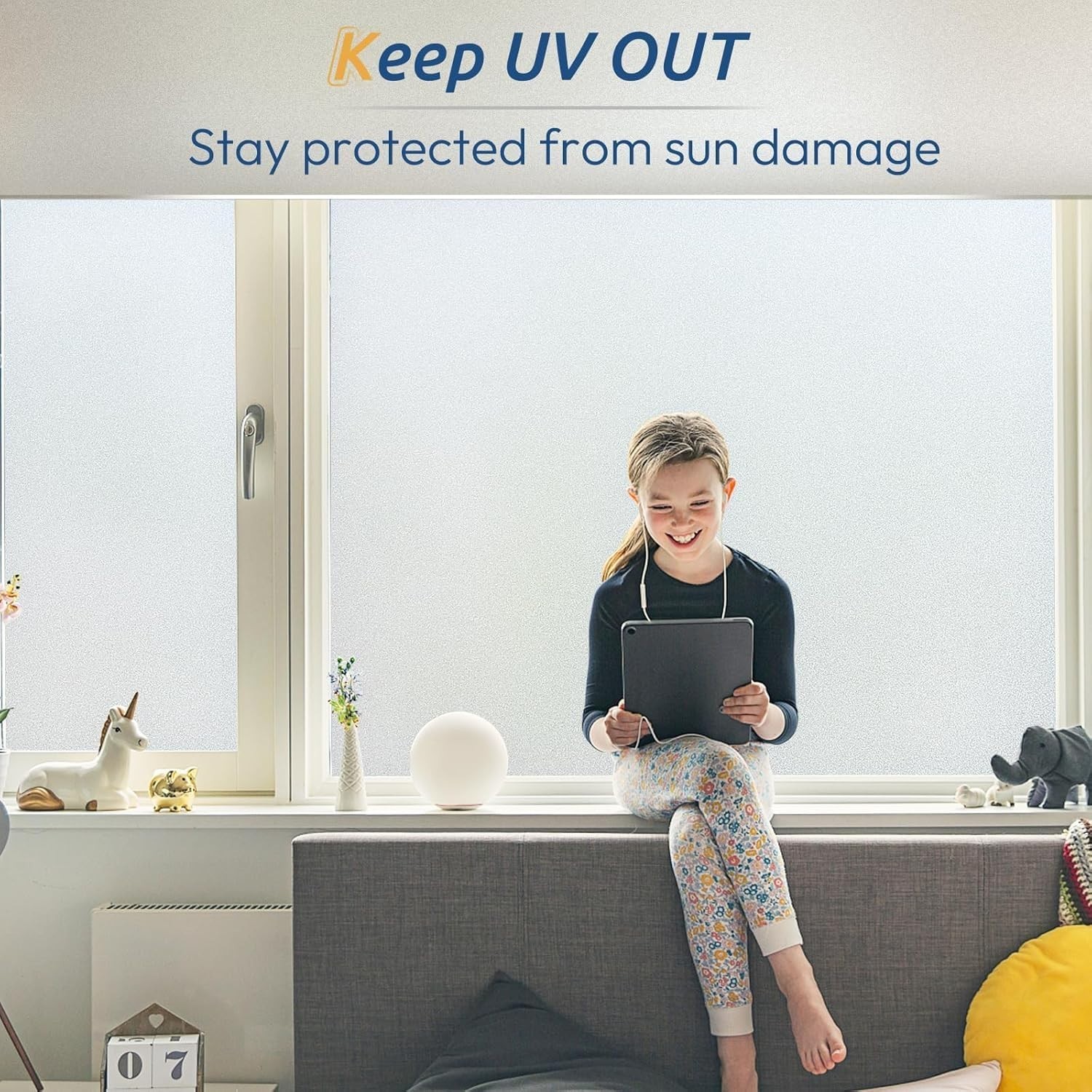 Removable Static Cling Window Film – Soft Light & UV Protection 17.5×78.7in