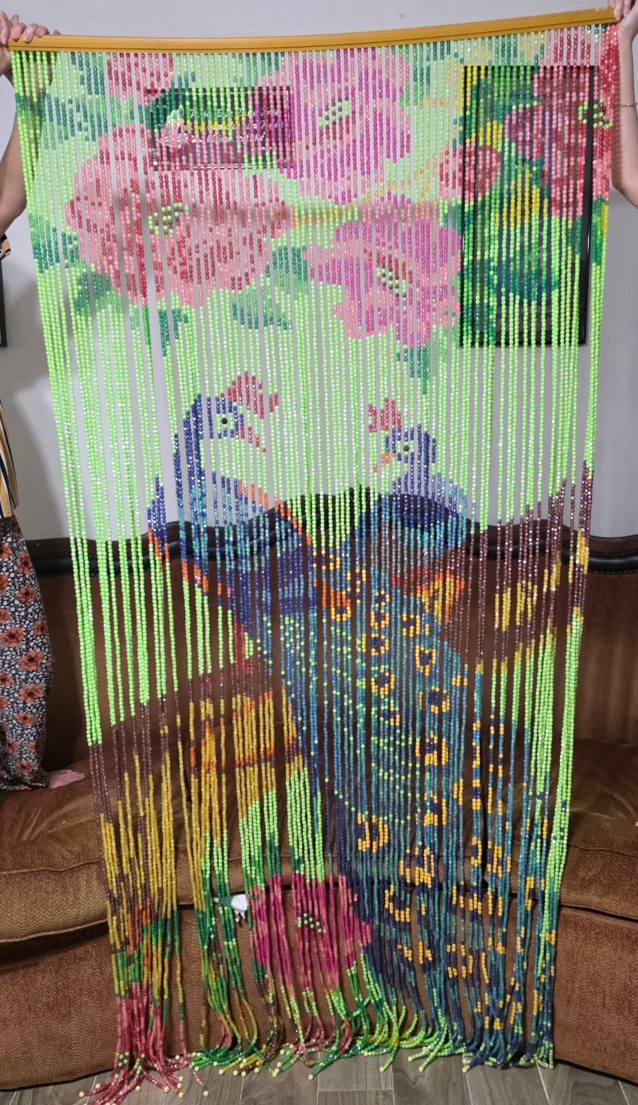 Handmade Vietnamese Beaded Curtain – Luxury Decorative Peacock Design