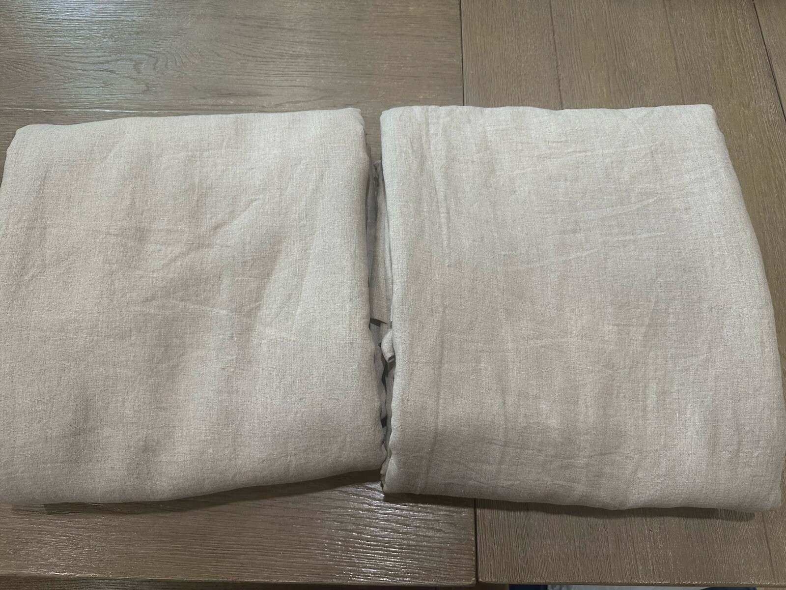 Pottery Barn Belgian Flax Linen Drape 2 PANELS 100×108″ DARK FLAX Blackout