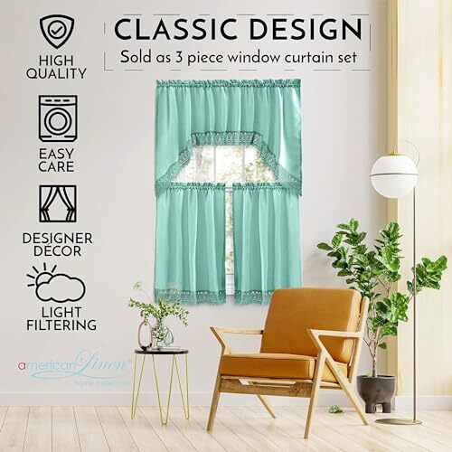 American Linen Café Curtains for Kitchen, Bathroom Curtains Assorted Colors