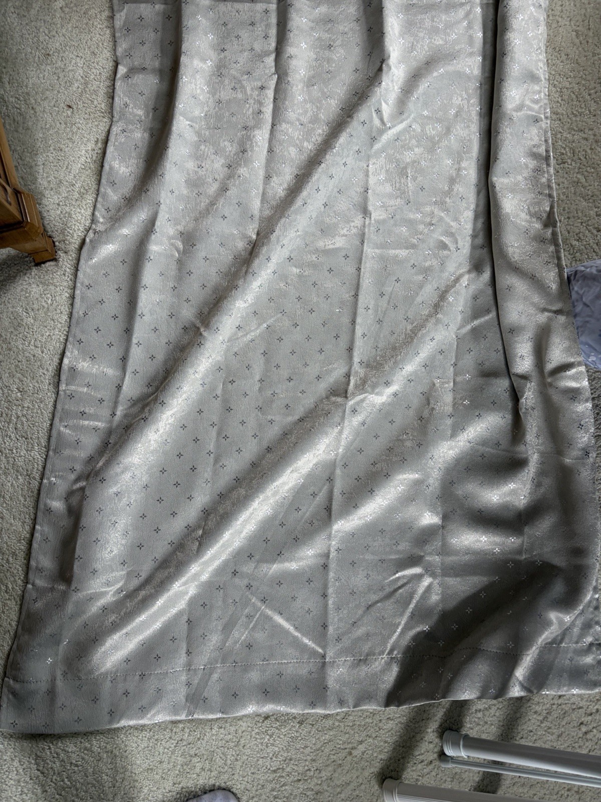 Silver patterned reversible blackout curtains x6 length: 38 in, height: 84 in