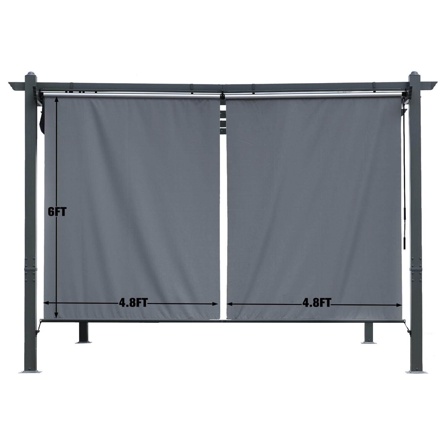 Aoodor 5x6FT Roller Shade Roll up Shad 2 Pack of Cordless Gazebo Pergola Curtain