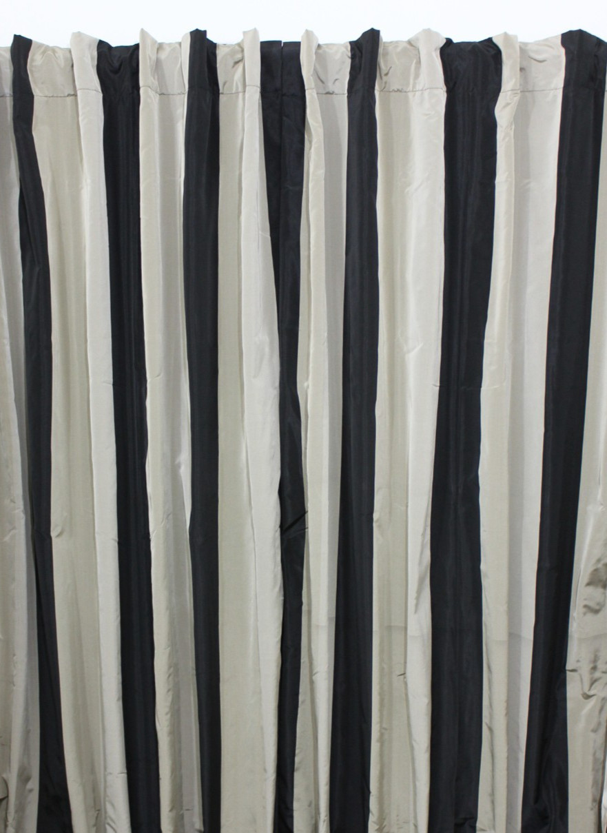 Striped Faux Silk Drapes Lined Weighted Curtains 50×84 Modern Color Block