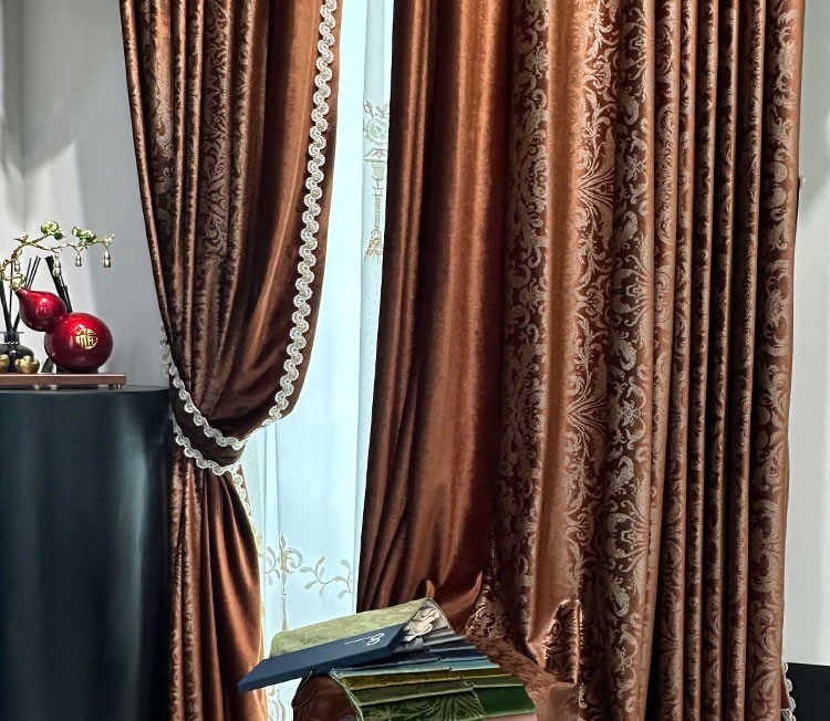 European luxury classical shading bronzing velvet curtain valance tulle M1737