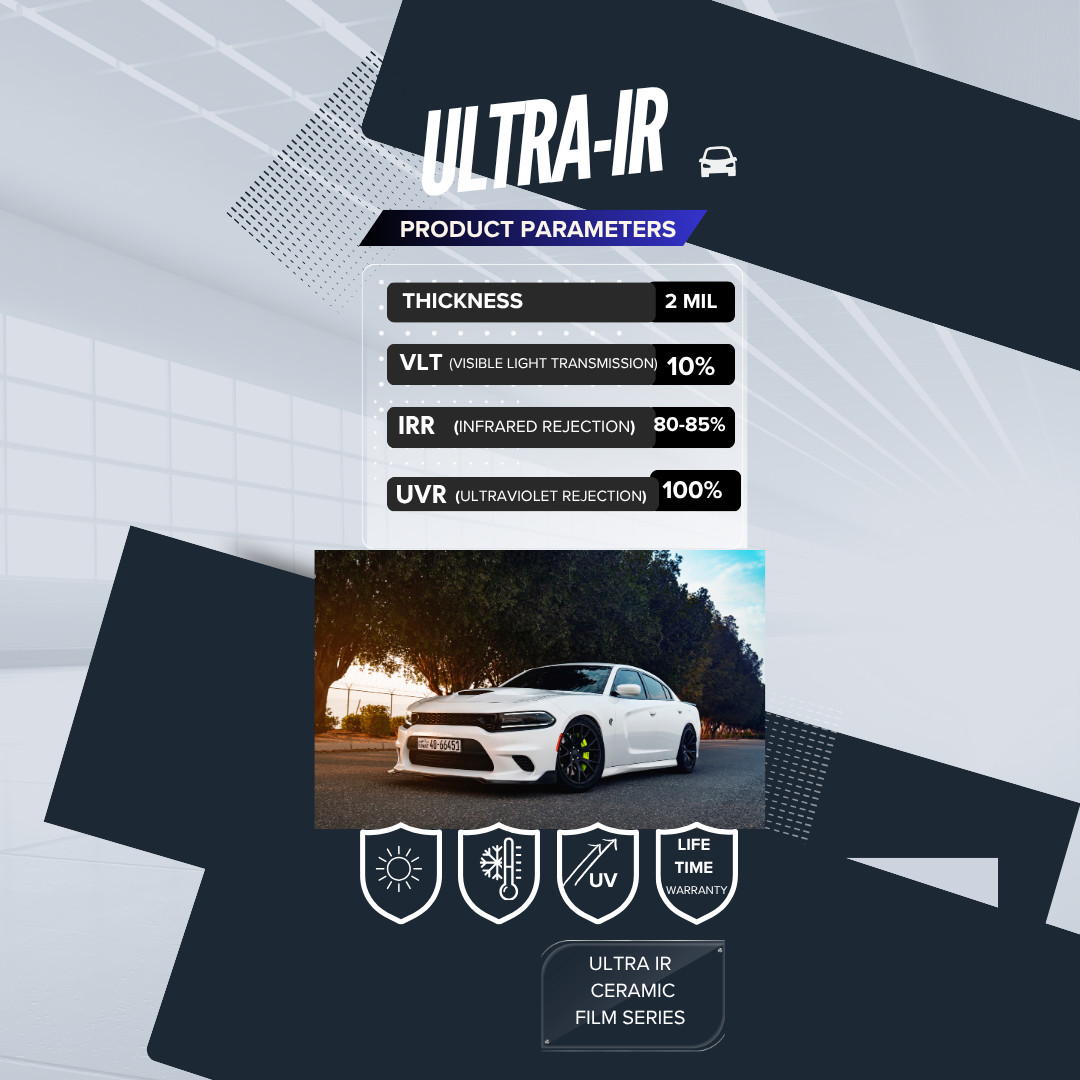 Ceramic Window Film Ultra IR Series 2Mil Heat & UV Protection,99.9%UVR,80-85%IRR