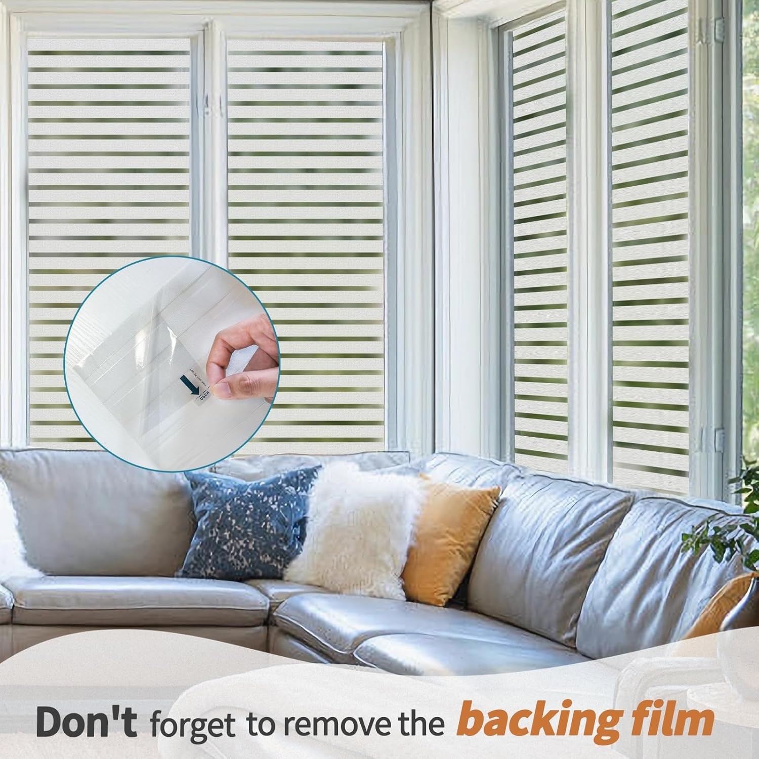 Bloss Window Film Striped Window Decal Non-Adhesive Privacy Film, Vinyl Glass…