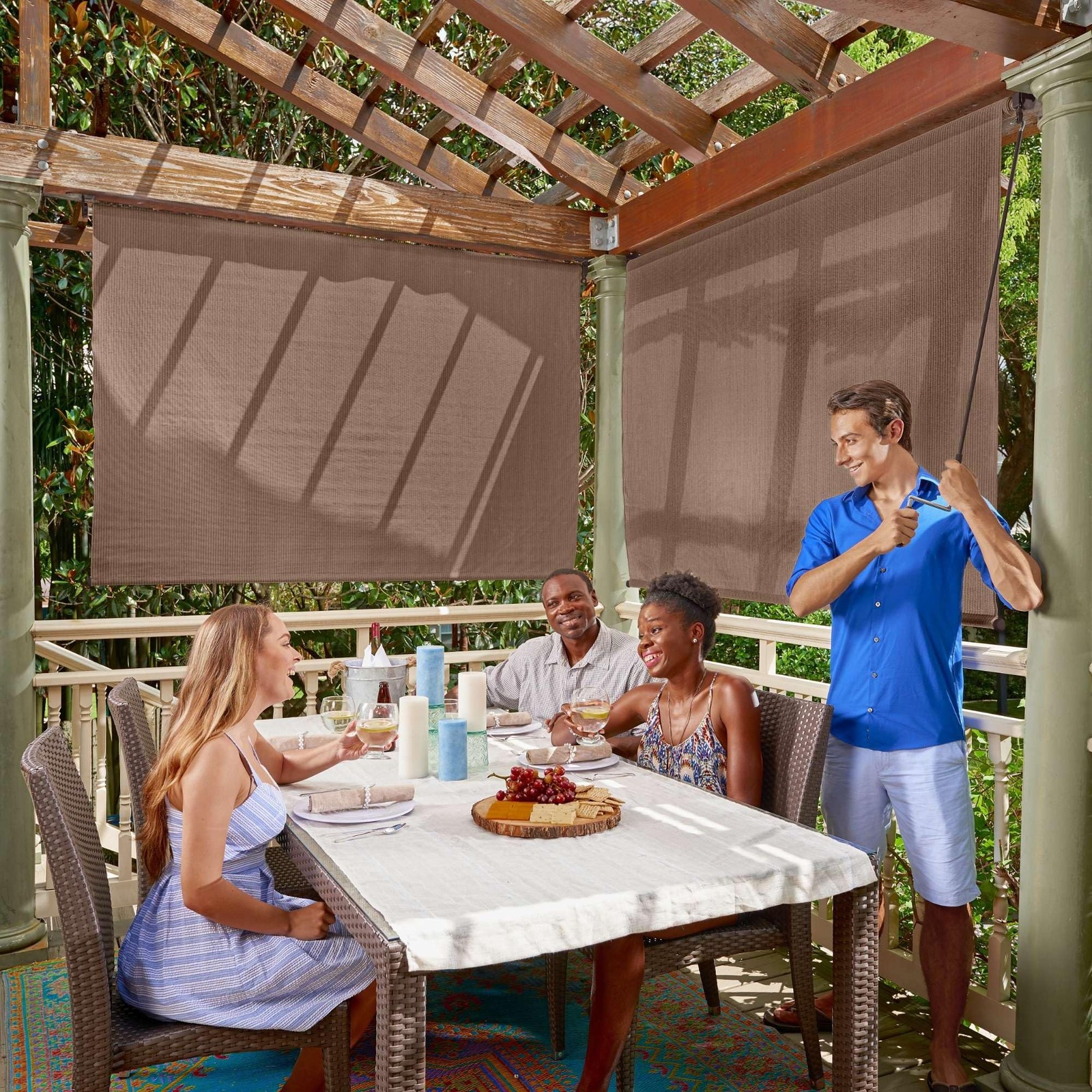 Outdoor Cordless Sun Blocking Roller Shade