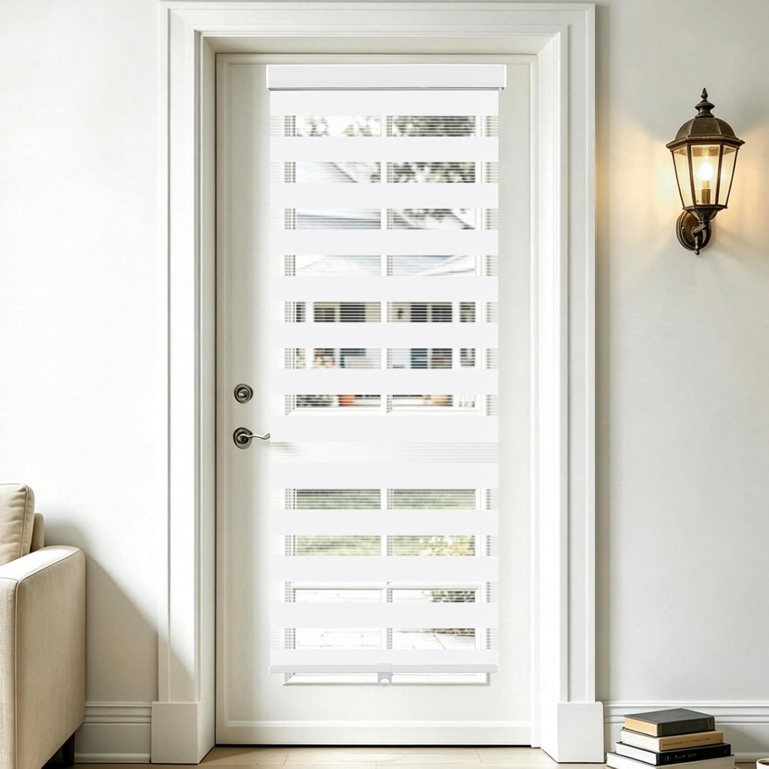 KELIXU Cordless Zebra Blind for Window French Door Blinds Free-Stop Window Shade