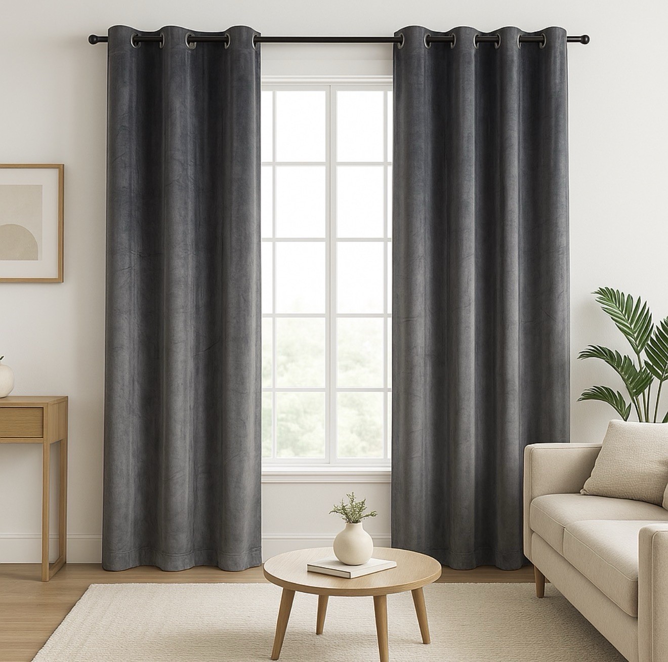 Set of 2 (84″x54″) Velvet Back Tab Light Filtering Window Curtain Panels