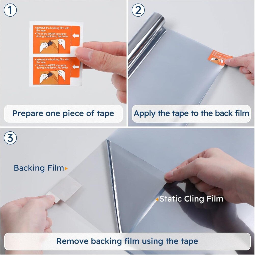 rabbitgoo Tint One Way Mirror Window Film UV Blocking Reflective Removable Home