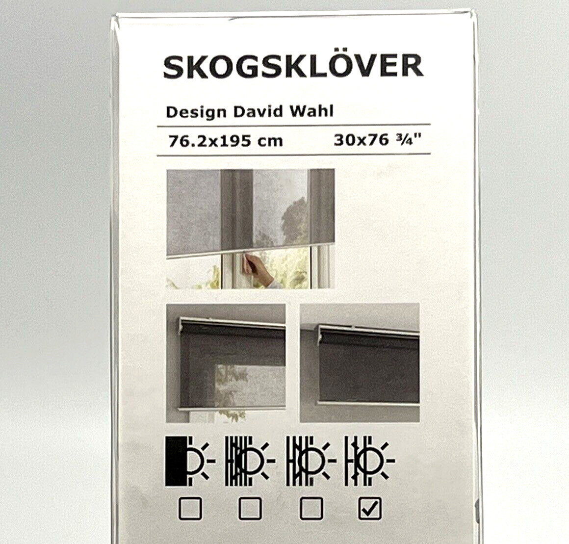 IKEA Skogsklover Roller Blind Grey 30 x 76 ¾” New 004.313.87