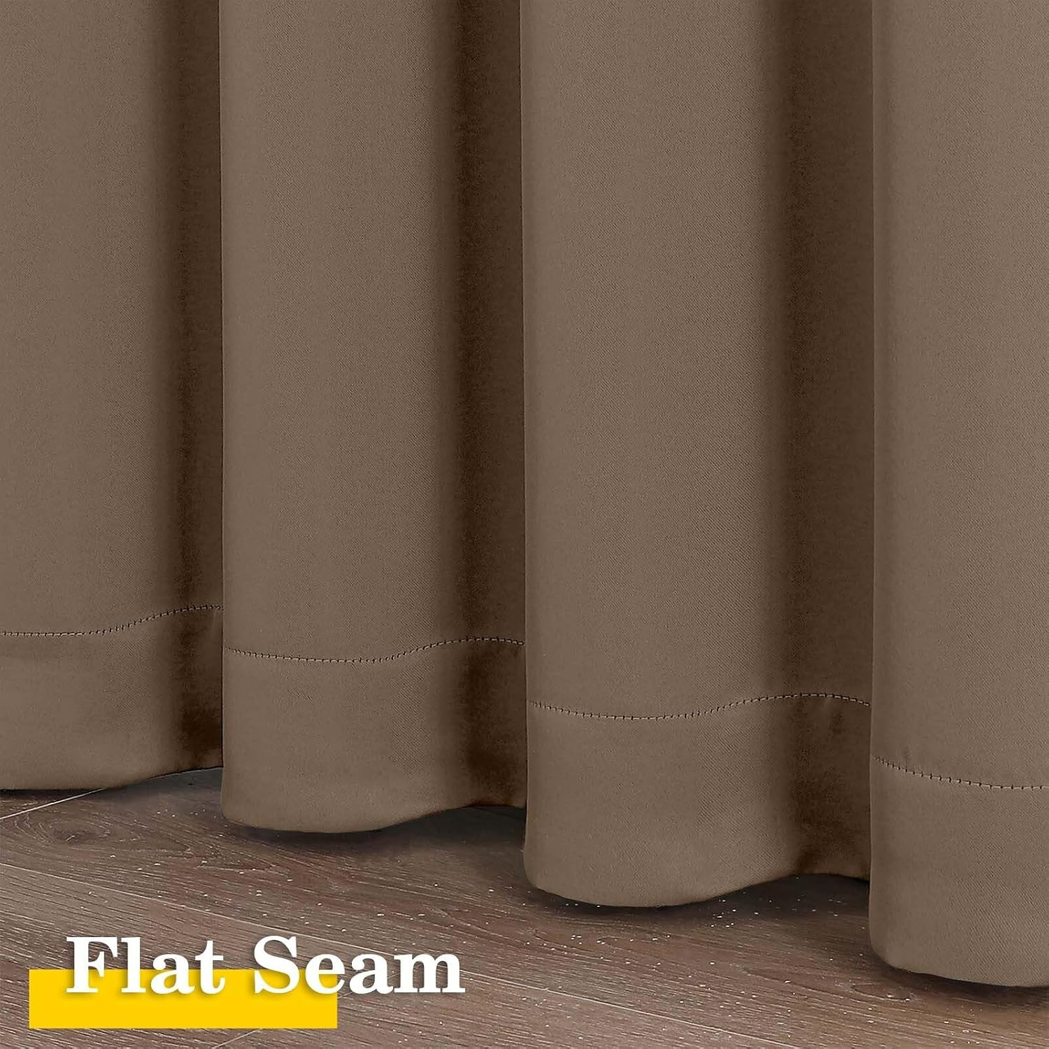 Brown Cafe Blackout Curtains 36 Inch Length 2 Panels Set, Soft Solid Thermal Ins