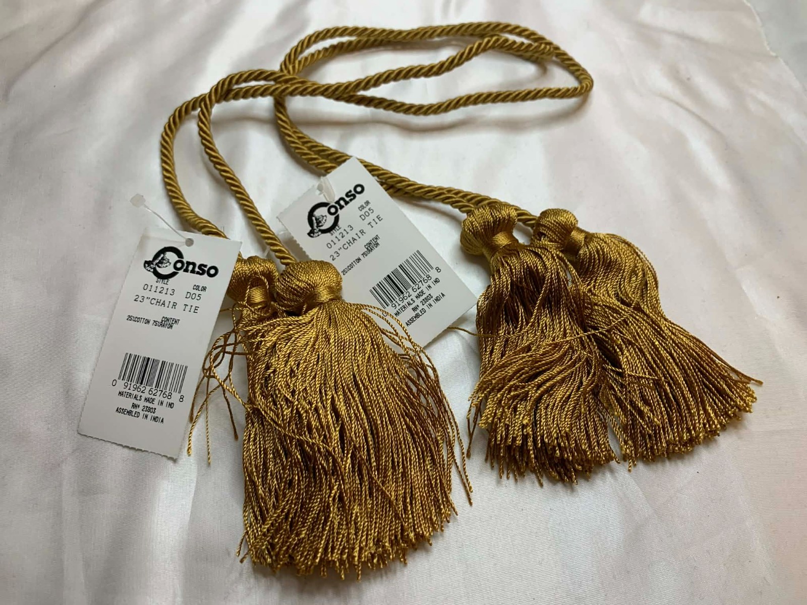 Gold Rayon Cotton Linen Tassel Tieback for Curtains Tie Back Conso New Chainette
