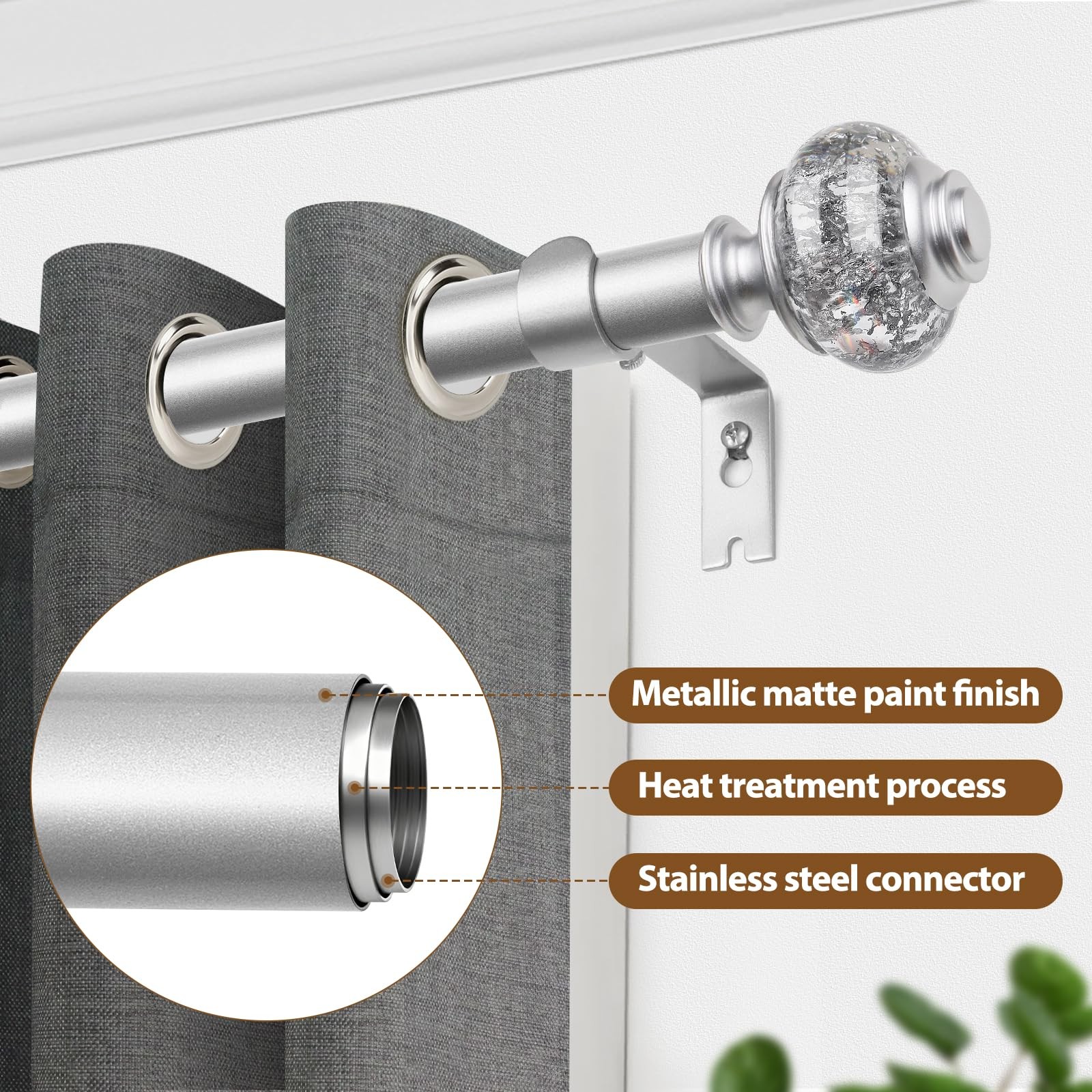 Curtain Rod 32 to 58 Inches (2.6-4.8ft), 7/8 inch Telescoping Splicing Curtai…