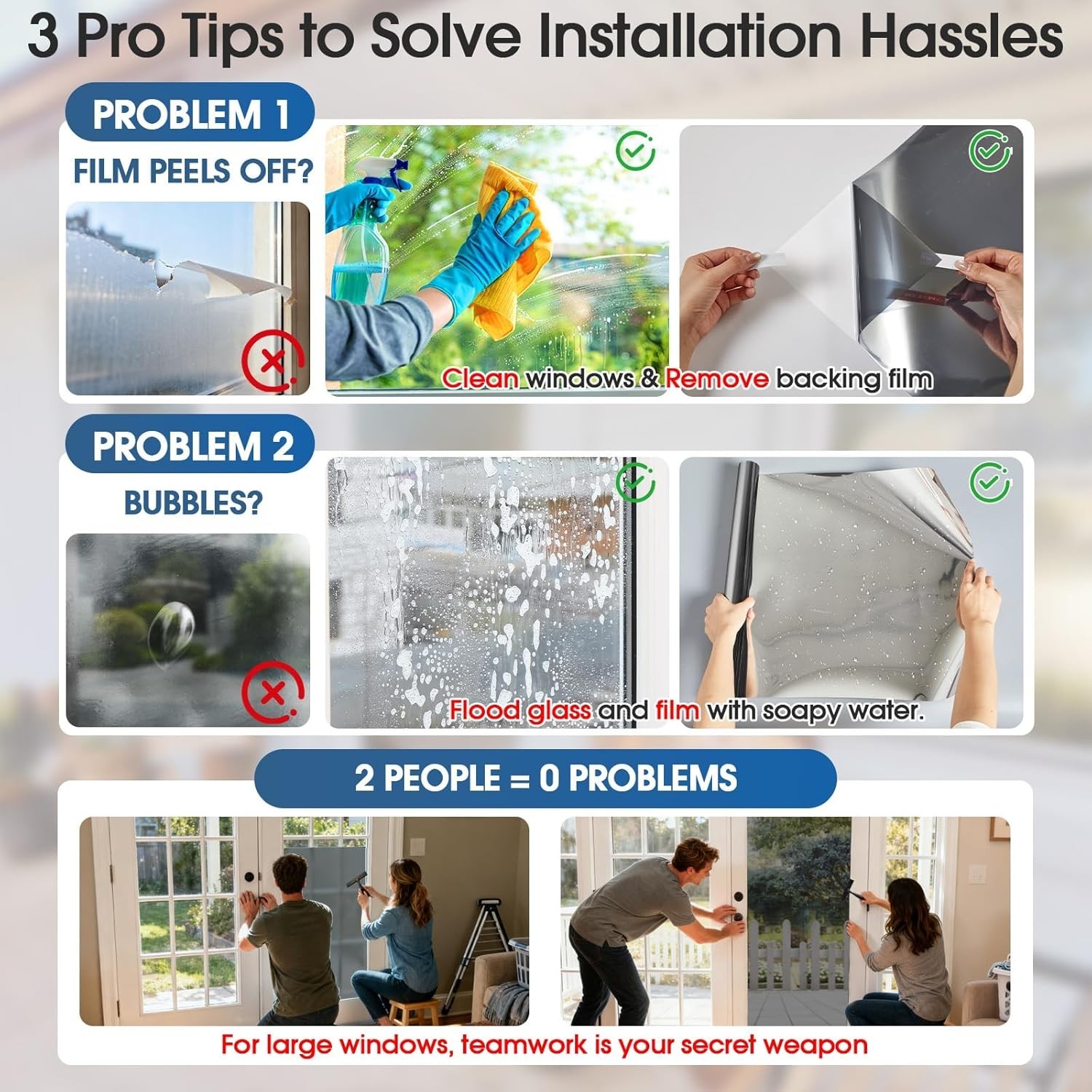 Window Tint for Home, One Way Privacy Film Heat & UV Blocking, Static Cling N…