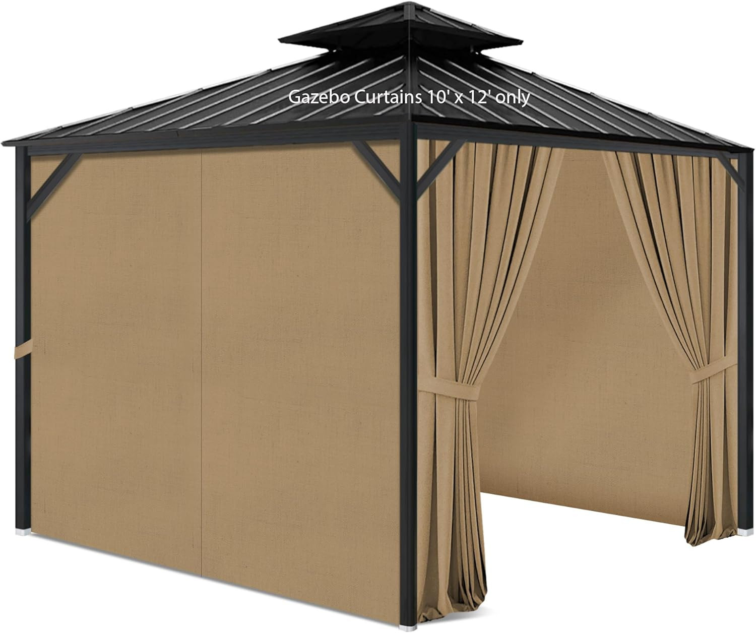 Gazebo Privacy Curtains with Zipper 4-Panels 10’X12′ Outdoor