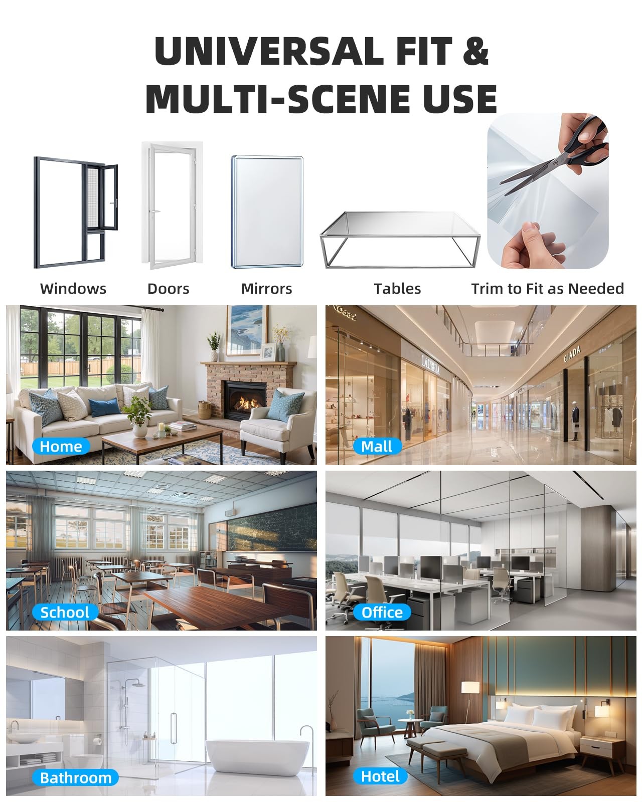 4 Mil Clear Window Safety Film, 17in x 6.5ft Self-Adhesive Explosion-Proof Pr…