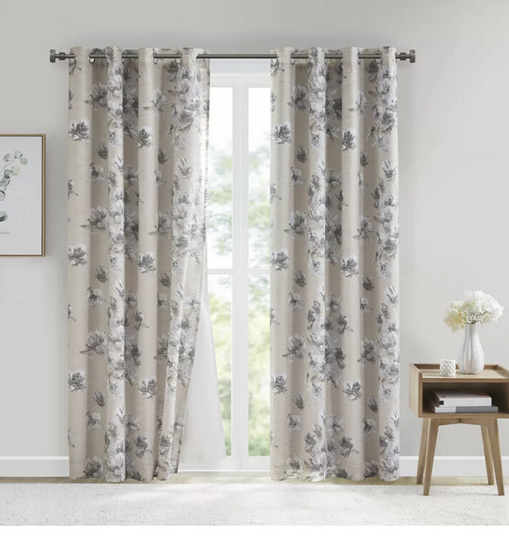 SunSmart Transitional Cotton Printed Slub Panel Neutral Finish SS40-0176 New 95”