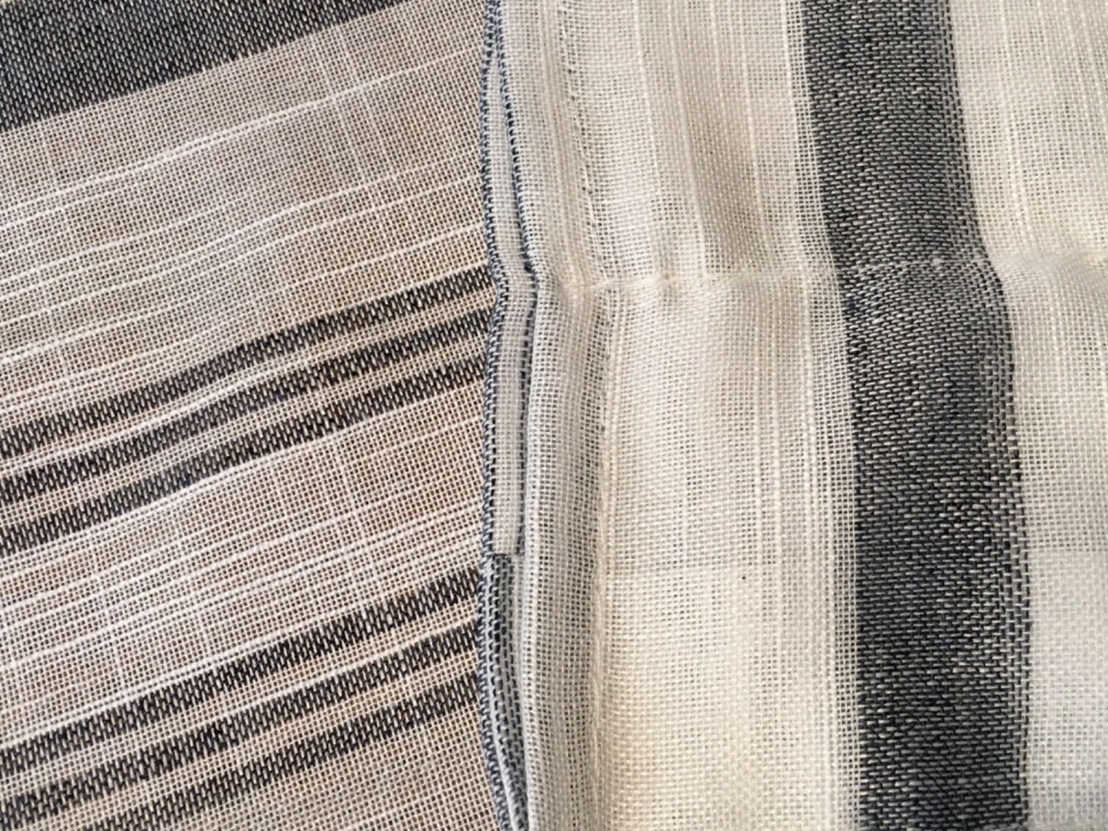 Sheer Curtain Panel blue/gray & white stripe 38×84