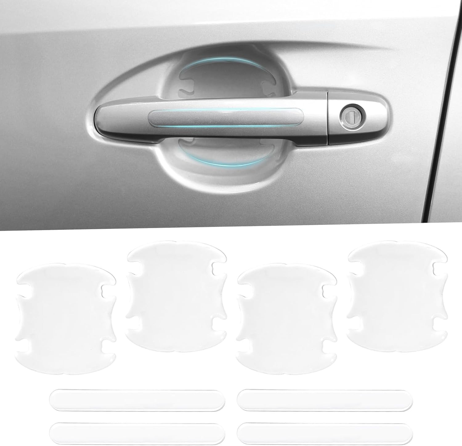 8PCS Clear Car Door Handle Protector – Transparent Anti-Scratch PET Film Sticke