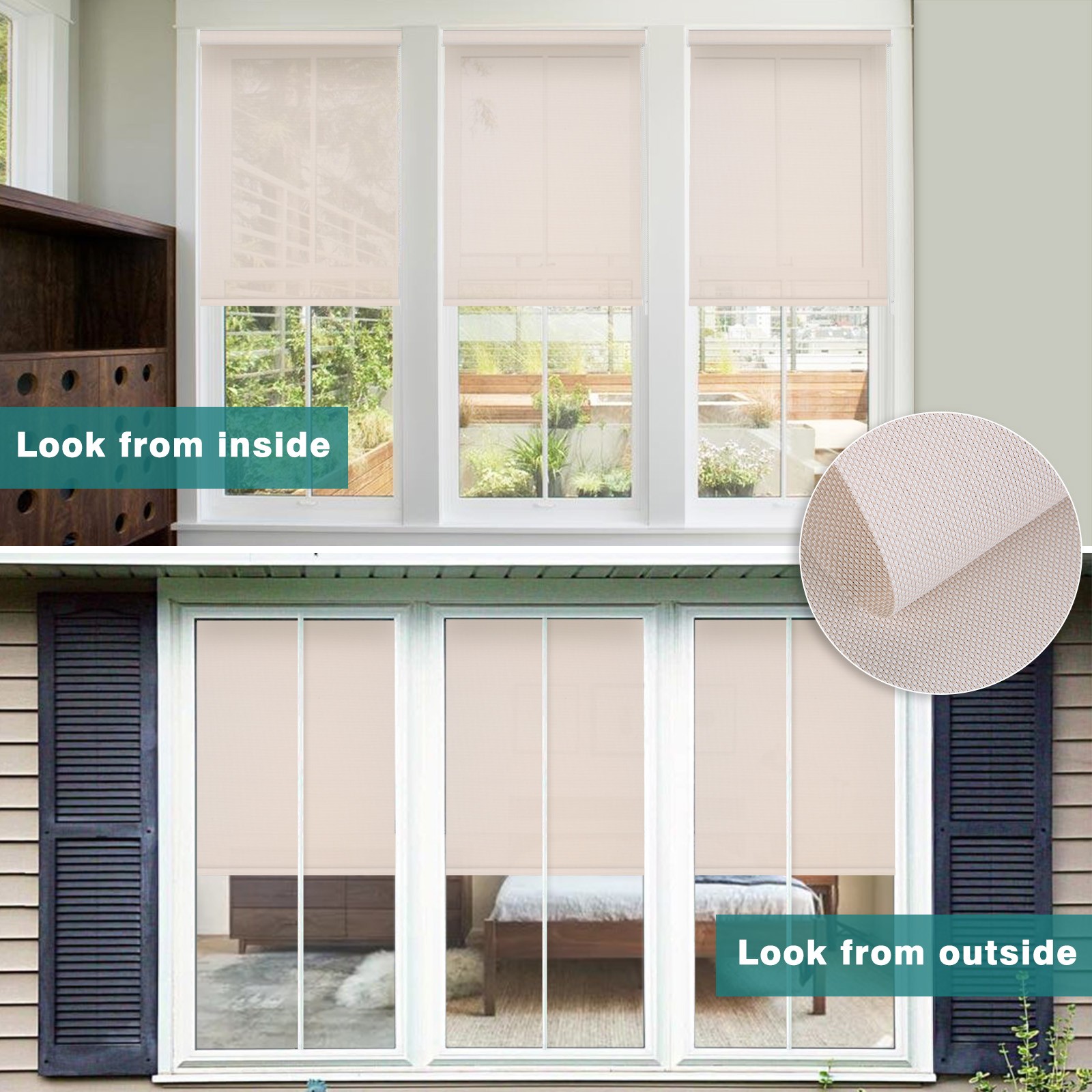 Changshade CUSTOM CUT Light Filtering Blinds For Window Corded Roller Shades
