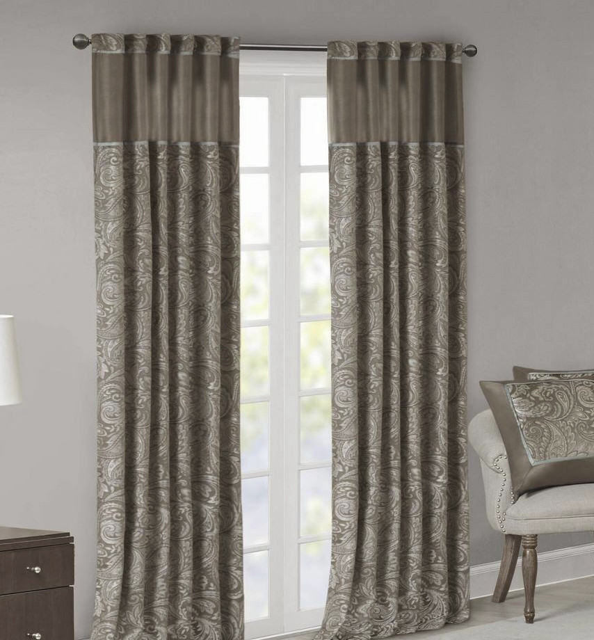 Madison Park Aubrey Jacquard Paisley Pattern 50×84 inch Curtains Brown & Blue