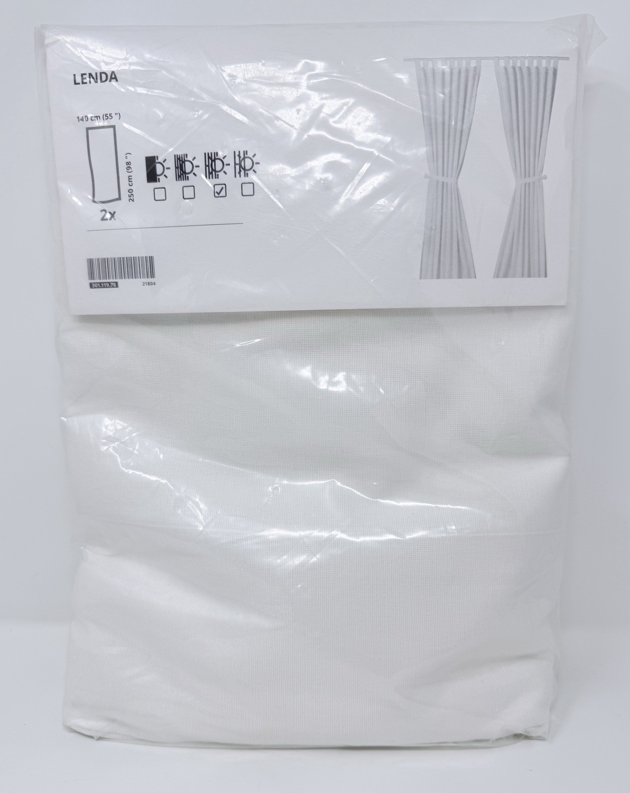 NEW Ikea Lenda Curtains White 55″ x 98″ Set of 2 Panels Discontinued 301.119.78