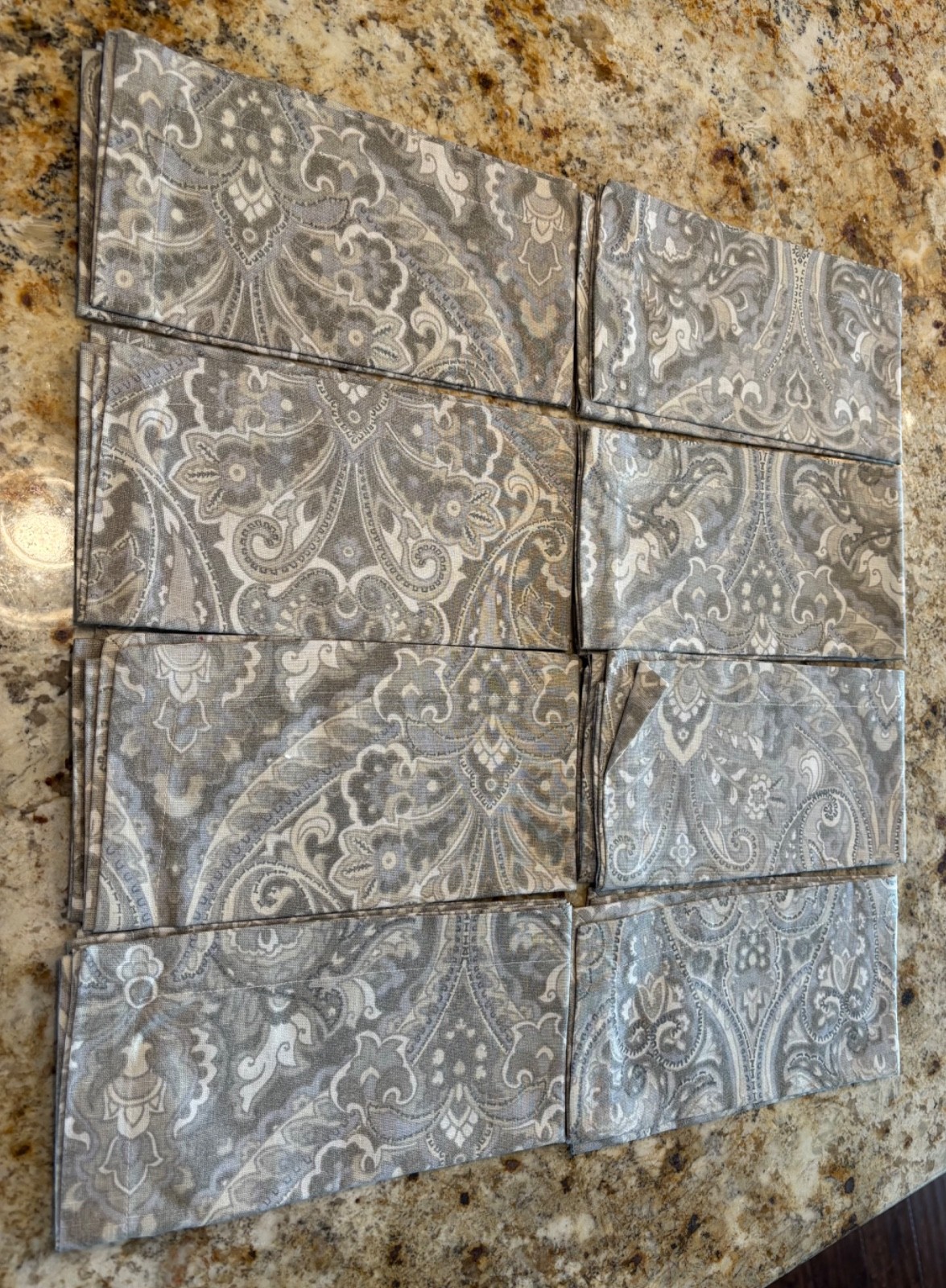 Pottery Barn Mackenna paisley Taupe napkins 8 NWOT