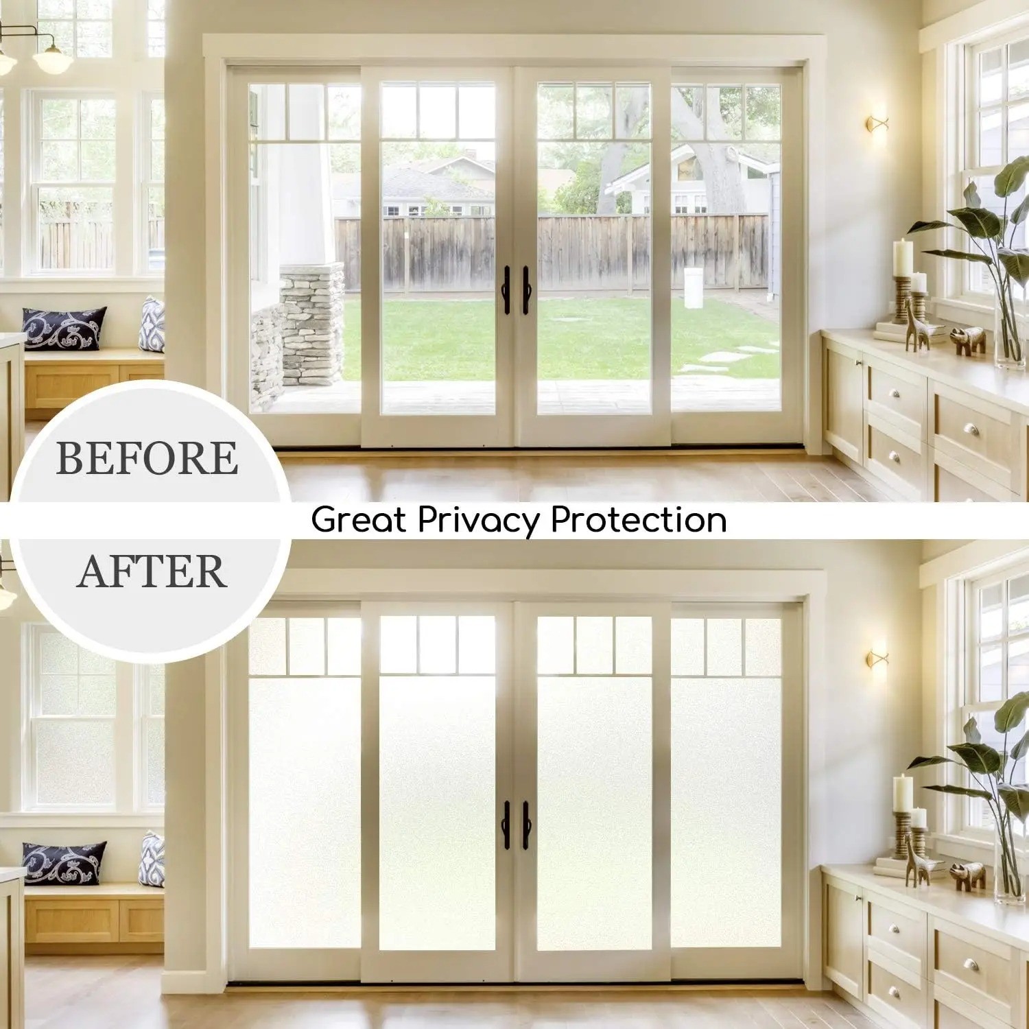 Frosted Window Film Vinyl * Total Privacy Glass Without Blocking The Light *