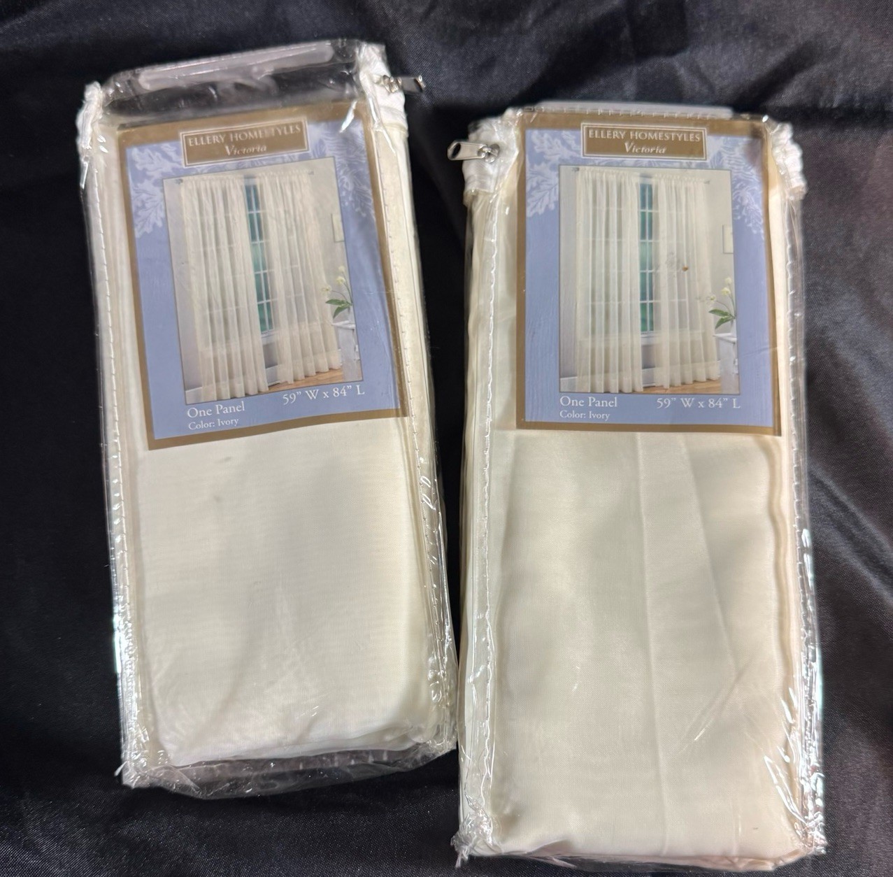 Ellery Kaleidoscope Homestyles 59×84 Ivory Sheer Panel Curtains Draperies Lot 2