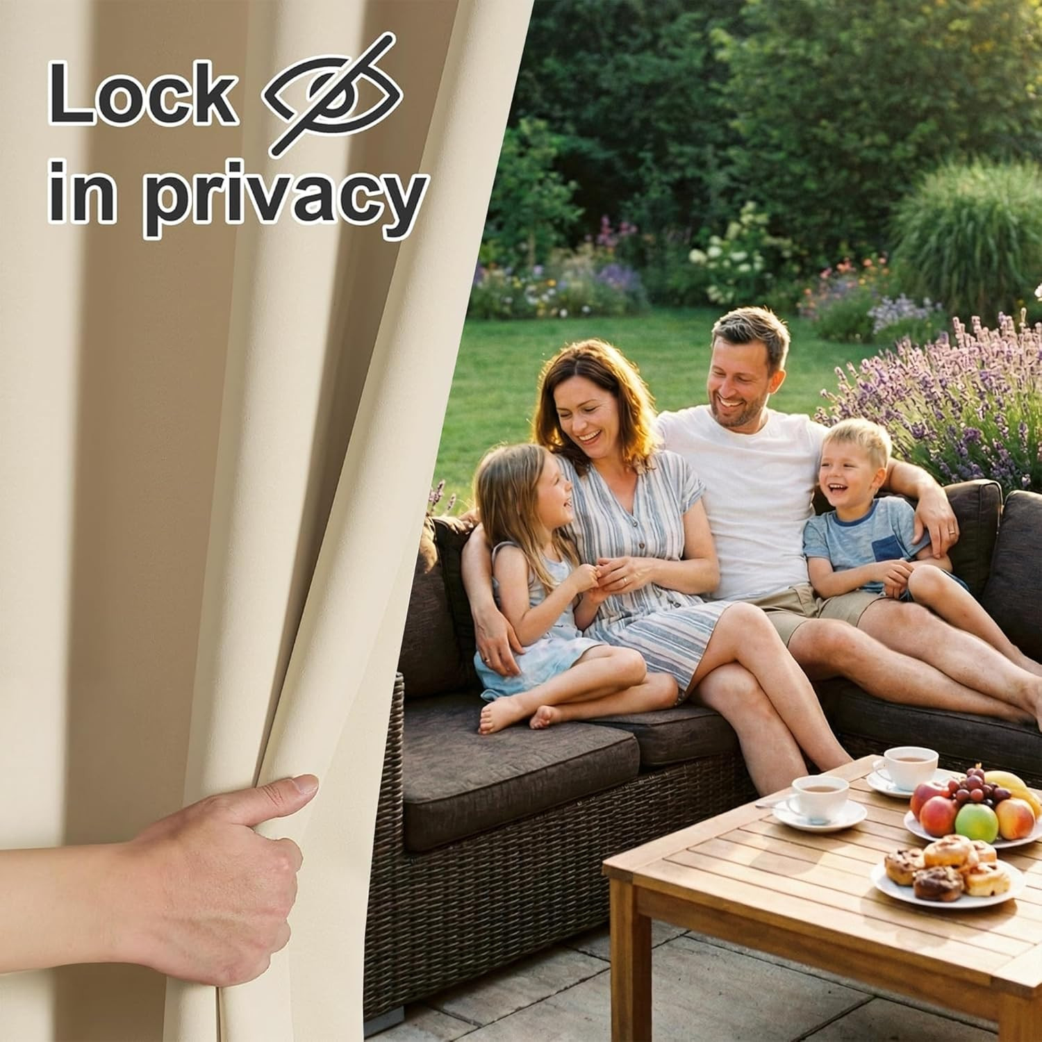 Outdoor Curtains for Patio Waterproof Block Sunlight Thermal Insulated Privacy A