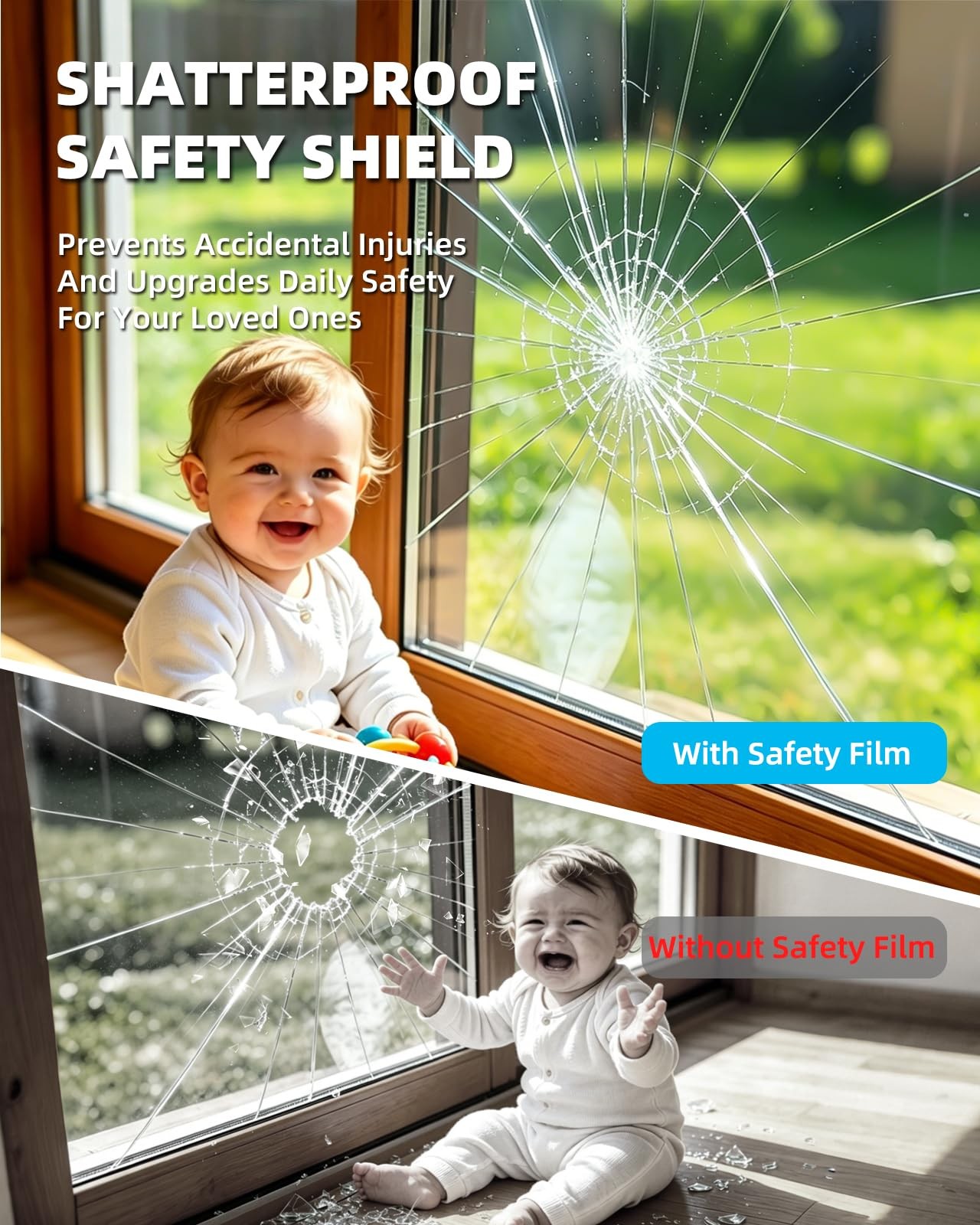 4 Mil Clear Window Safety Film, 17in x 6.5ft Self-Adhesive Explosion-Proof Pr…