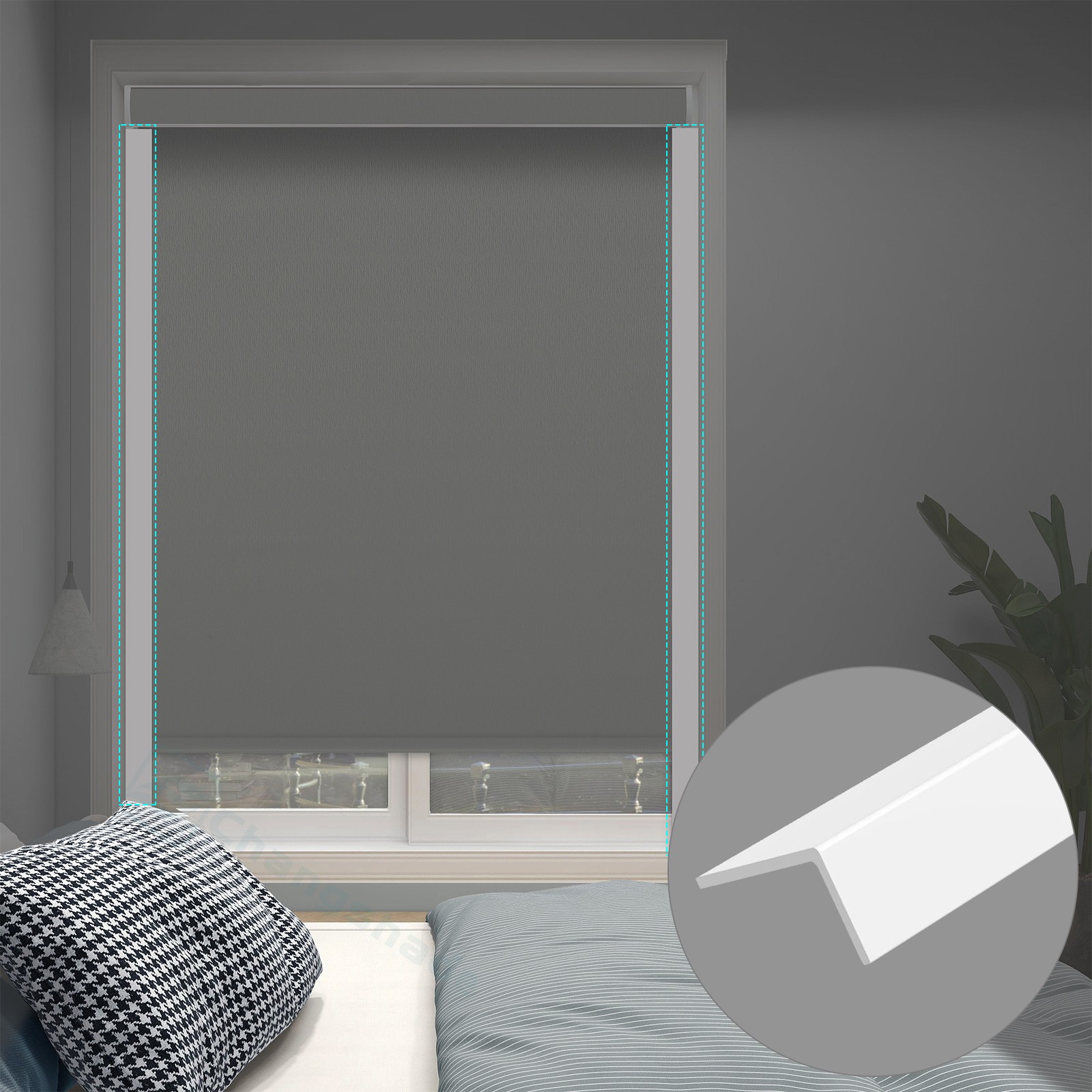 Changshade CUSTOM CUT Blackout Waterproof Window Blinds Corded Roller Shades